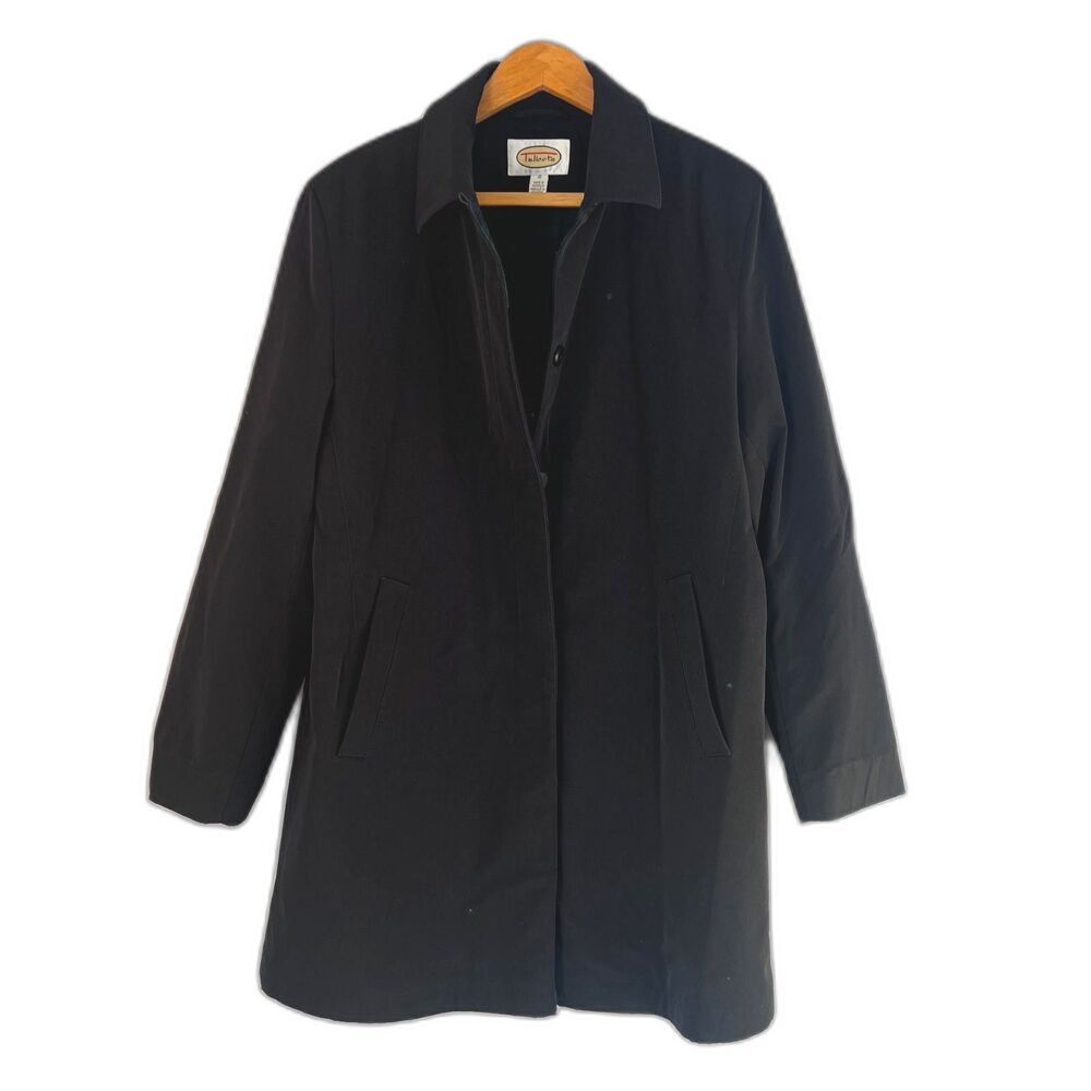 Talbots Black Basic Lightweight Short Trench Jacket‎ Size 10 Neutral Minimalist